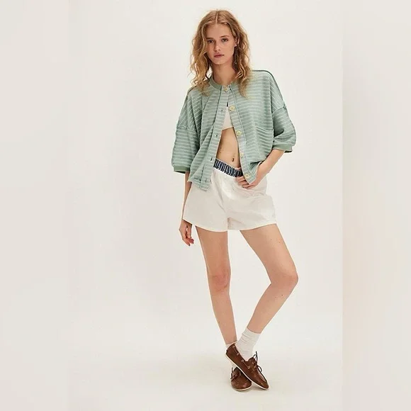 NWT! FP Free People Matilda Striped Terry Cardigan Sz Large - Picture 4 of 4